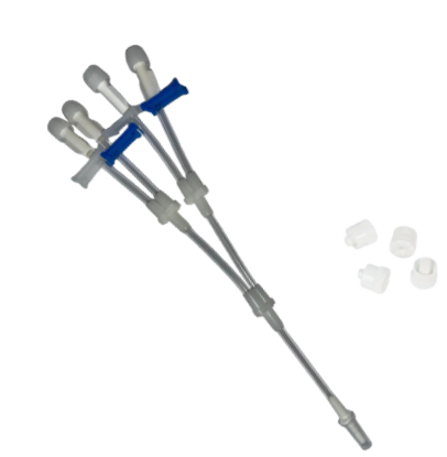 Extensor 4 Vias Luer Slip com Tampas